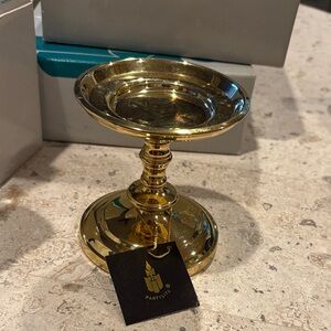PartyLite Brass-Look Pedestal Candle Stand in Gold